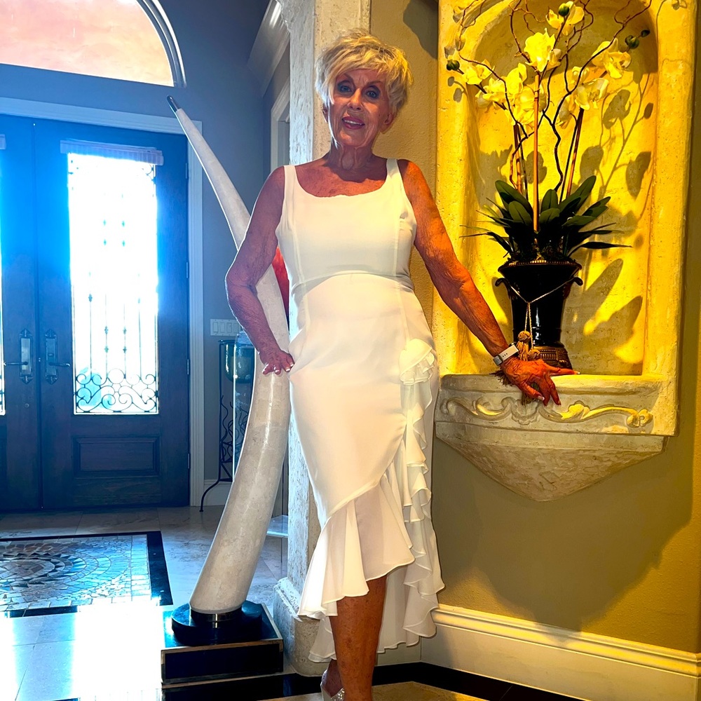 White Ruffle Midi Dress - Picture 3 of 8